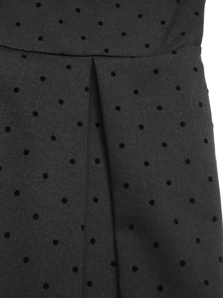 [Prévente] Robe grise à bretelles en dentelle à pois et nœud papillon des années 1950