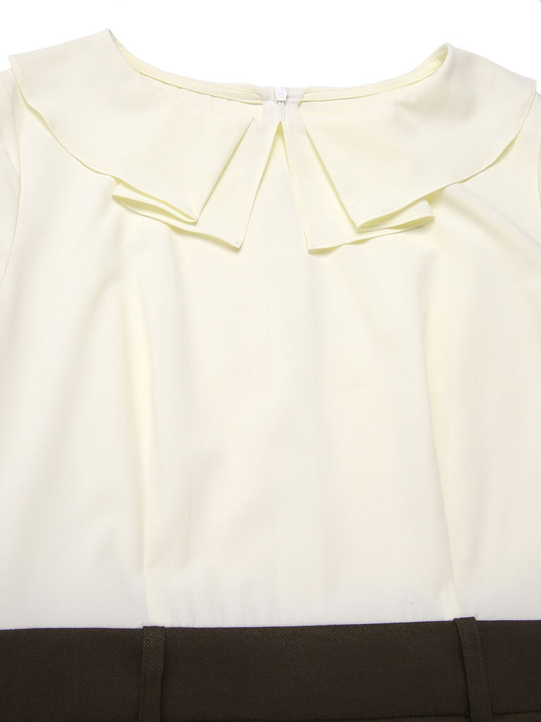 [Prévente] Robe crayon marron et col contrasté années 1960