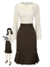 [Prévente] Robe crayon marron et col contrasté années 1960