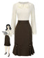 [Prévente] Robe crayon marron et col contrasté années 1960