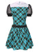 [Prévente] Robe de Frankie Stein bleue à carreaux et col Claudine années 1970