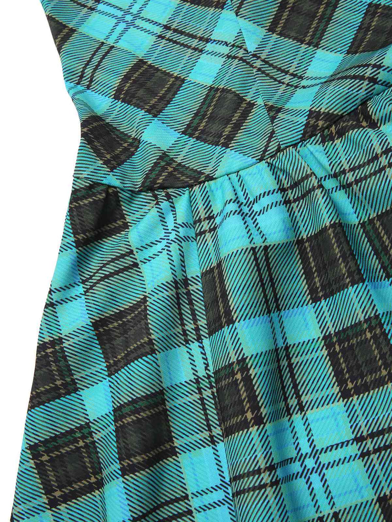 [Prévente] Robe de Frankie Stein bleue à carreaux et col Claudine années 1970