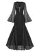 Robe sirène en dentelle col en V profond manches cloche des années 1920