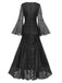 Robe sirène en dentelle col en V profond manches cloche des années 1920