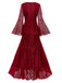 Robe sirène en dentelle col en V profond manches cloche des années 1920