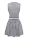 2PCS Haut et jupe en tricot gris à col en V années 1960
