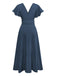 Robe unie à manches évasées et en V profond années 1940