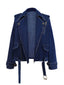 Veste à revers boutonnée en denim bleu foncé des années 1950