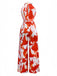 [Prévente] Combinaison rouge sans manches imprimés de fleurs abstraites avec ceinture années 1930