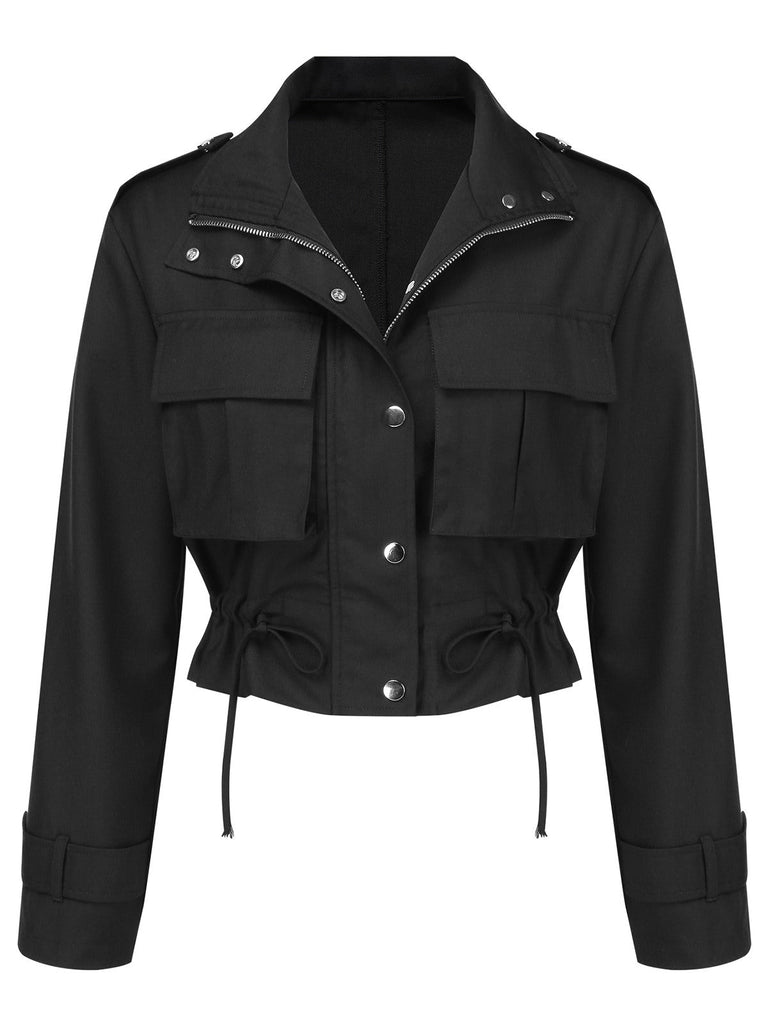 [Prévente] Veste noire à poches et revers à plis creux années 1950