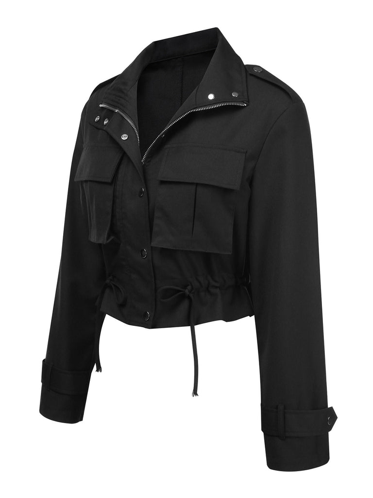[Prévente] Veste noire à poches et revers à plis creux années 1950