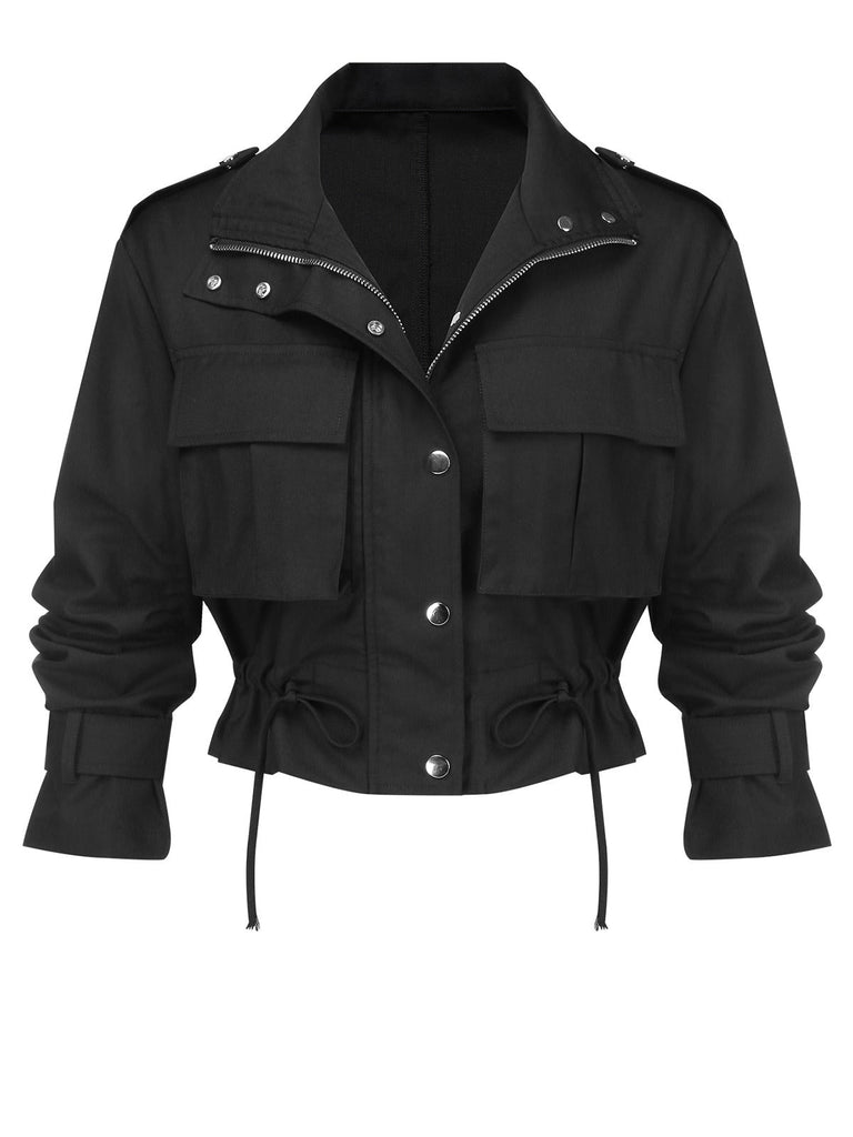 [Prévente] Veste noire à poches et revers à plis creux années 1950