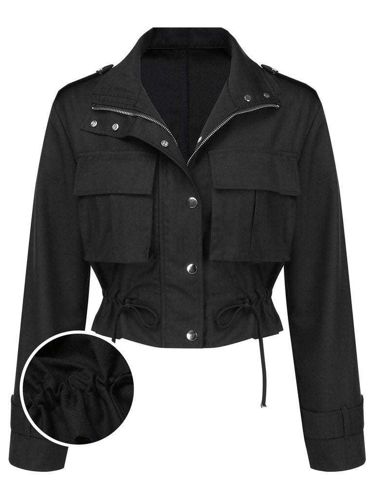 [Prévente] Veste noire à poches et revers à plis creux années 1950