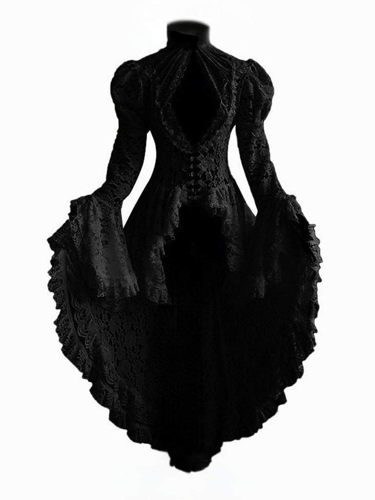 [Prévente] Robe victorienne rouge en dentelle à manches gigot des années 1980