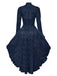 [Prévente] Robe victorienne bleu foncé en dentelle à manches gigot des années 1980