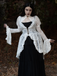 Robe victorienne blanche en dentelle à manches gigot années 1980