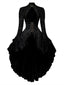 Robe victorienne noire en dentelle à manches gigot des années 1980