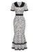 [Prévente] Robe de sirène en dentelle léopard blanche et noire des années 1930