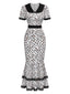 [Prévente] Robe de sirène en dentelle léopard blanche et noire des années 1930