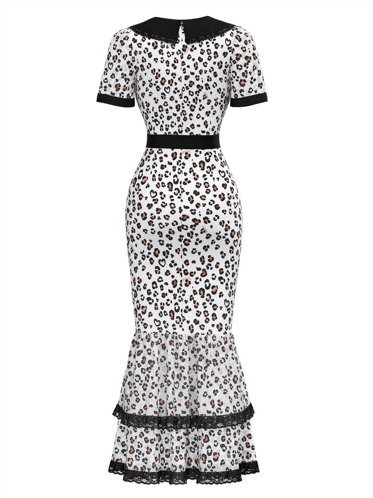 [Prévente] Robe de sirène en dentelle léopard blanche et noire des années 1930