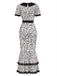 [Prévente] Robe de sirène en dentelle léopard blanche et noire des années 1930