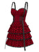 [Prévente] Robe gothique rouge à volants et à carreaux années 1980