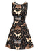 [Prévente] Robe trapèze noire motif papillon et sorcière des années 1960