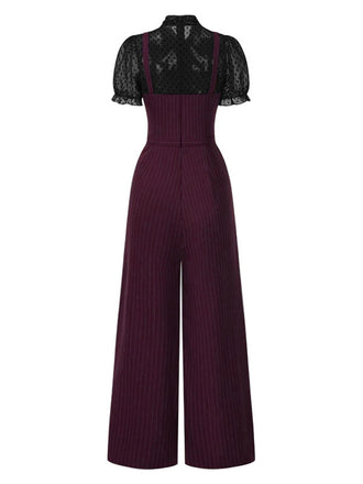 Combinaison noire à rayures verticales en maille années 1930