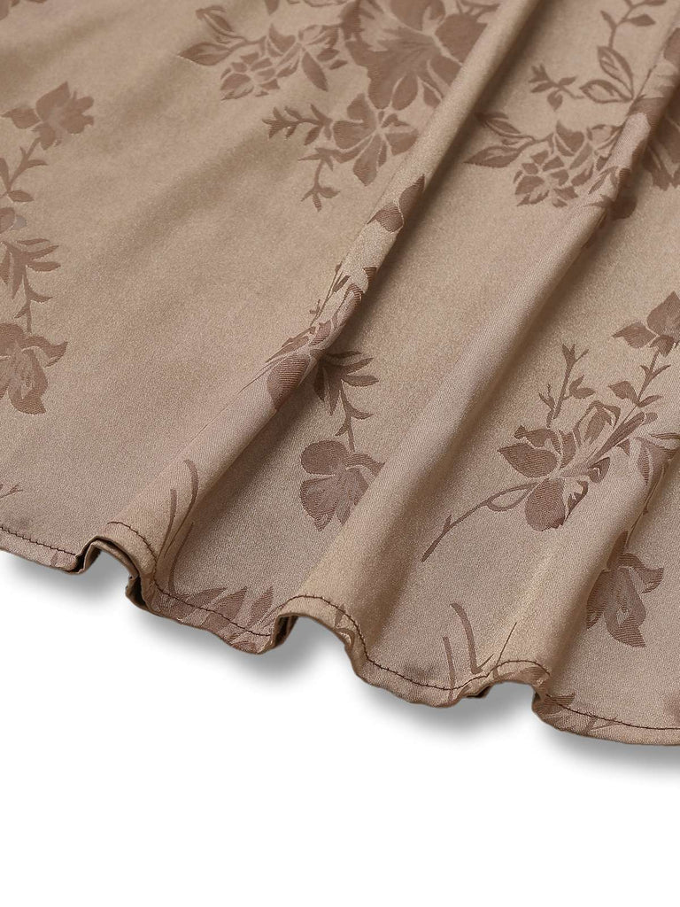 Robe sirène en satin et bretelles uni motif floral jacquard années 1930