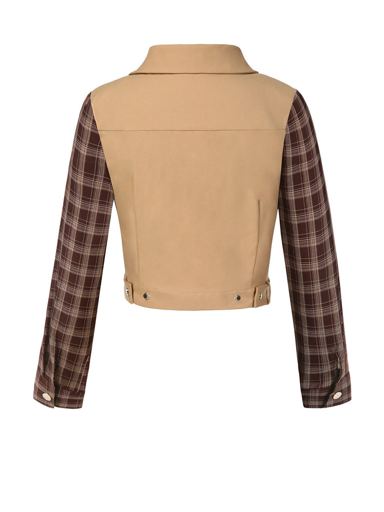 [Pré-vente] Veste zippée à revers tartan kaki des années 1960