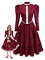 [Pré-vente] Robe rouge vin à dentelle style victorien années 1930