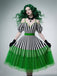 [Prévente] Robe vert fluo rayée à bretelles en dentelle années 1950