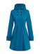 Manteau à capuche bleu uni en fausse laine des années 1930
