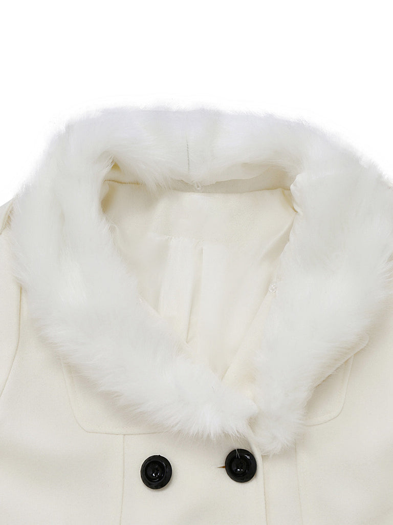 Manteau à boutons amovibles en fausse fourrure des années 1940