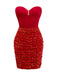 [Pré-vente] Robe moulante rouge bustier à paillettes et perles des années 1960