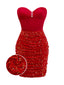 [Pré-vente] Robe moulante rouge bustier à paillettes et perles des années 1960