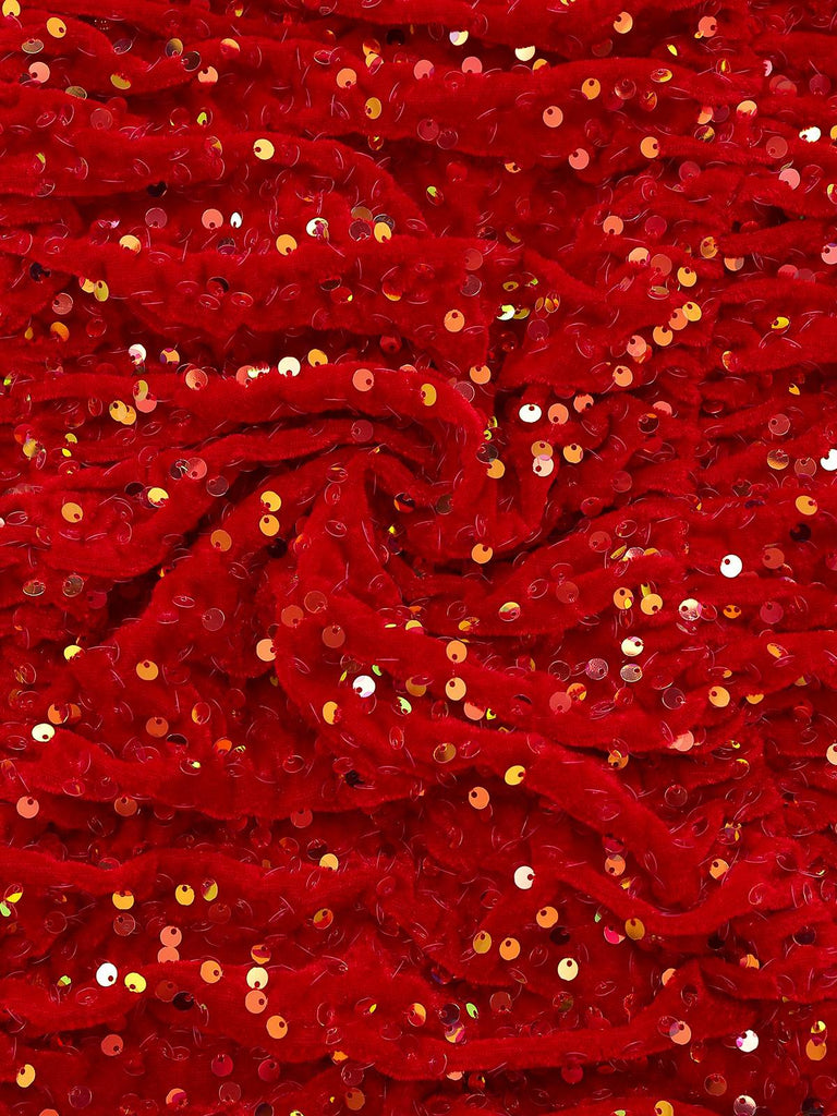 [Pré-vente] Robe moulante rouge bustier à paillettes et perles des années 1960