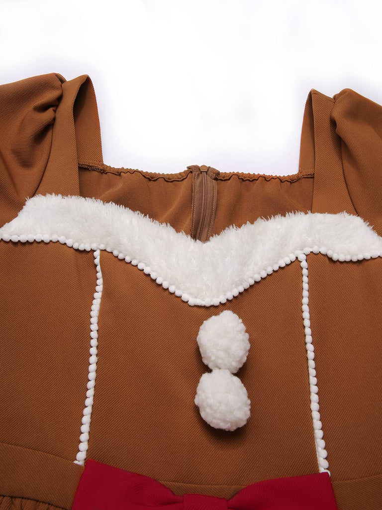 [Pré-vente] Robe en peluche bonhomme en pain d'épice couleur curcuma des années 1950