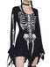 Mini-robe noire à imprimé tête de mort pour Halloween des années 1980