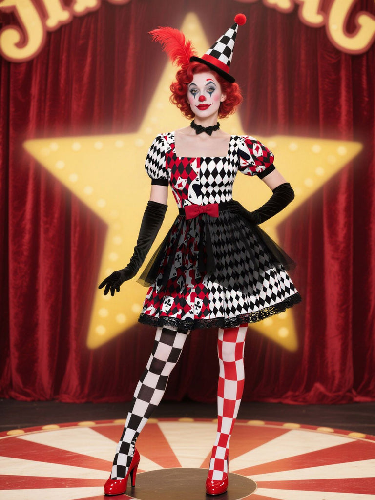 [Prévente] Robe de poker à carreaux rouge et noire années 1980