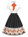 [Prévente] Robe multicolore col noué squelette dansant d'Halloween des années 1950