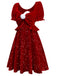 [Pré-vente] Robe rouge à paillettes avec pompon manches bouffant et dos découpée années 1980