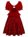 [Pré-vente] Robe rouge à paillettes avec pompon manches bouffant et dos découpée années 1980
