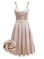[Pré-vente] Robe plissée à la taille champagne en satin nacré années 1950