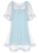 [Prévente] Chemise de nuit bleue en tulle à volants et peluche années 40