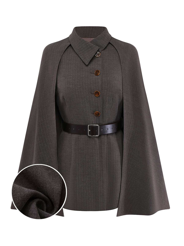 [Prévente] Veste à revers avec cape amovible et ceinturée années 1940