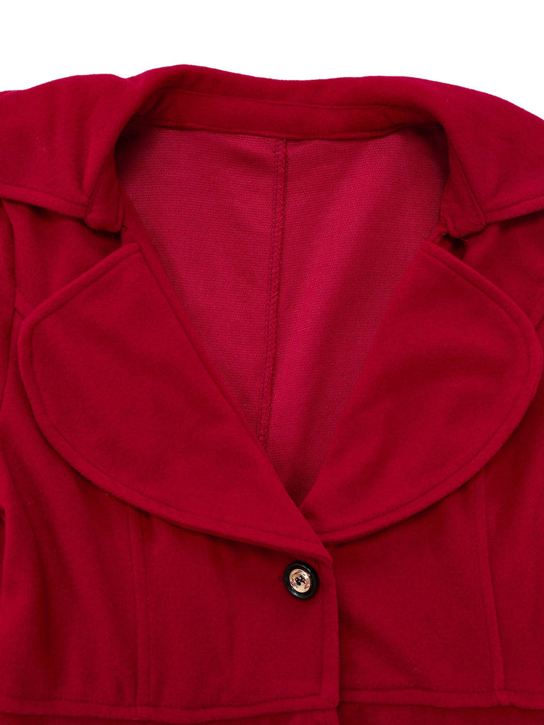 Manteau long à col cranté large en fausse laine des années 1940