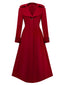 Manteau long à col cranté large en fausse laine des années 1940