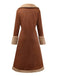 Trench-coat boutonné en faux daim col cranté marron des années 1950