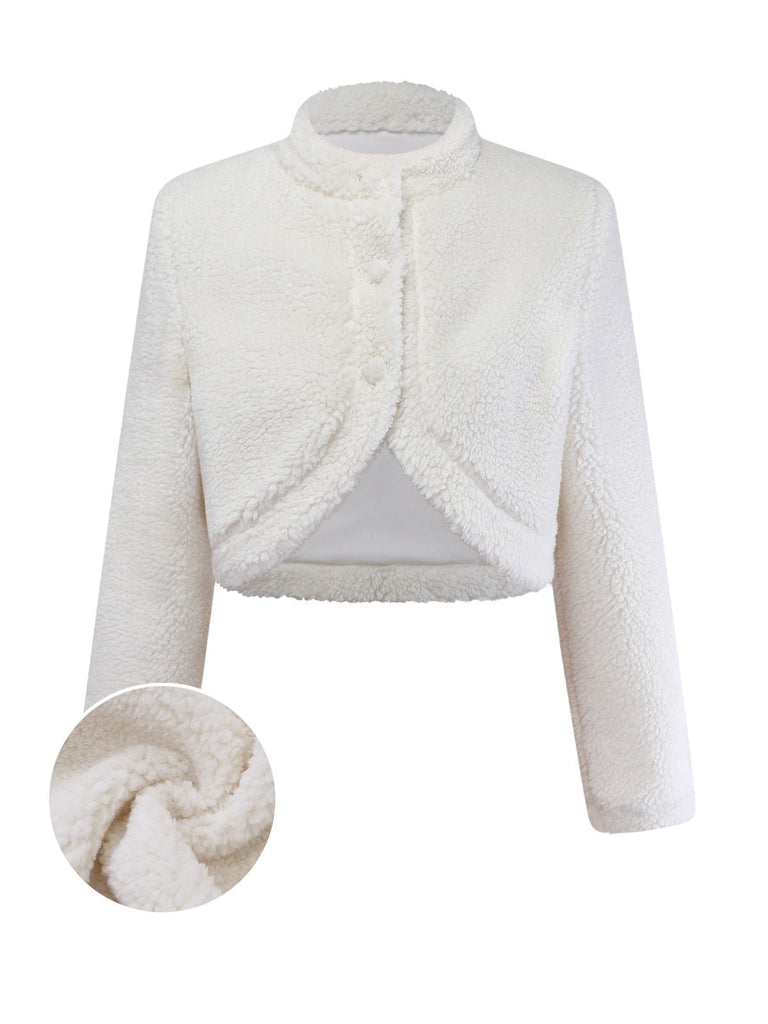 [Prévente] 2PCS Veste fausse laine et jupe plissée blanche et rouge années 1960